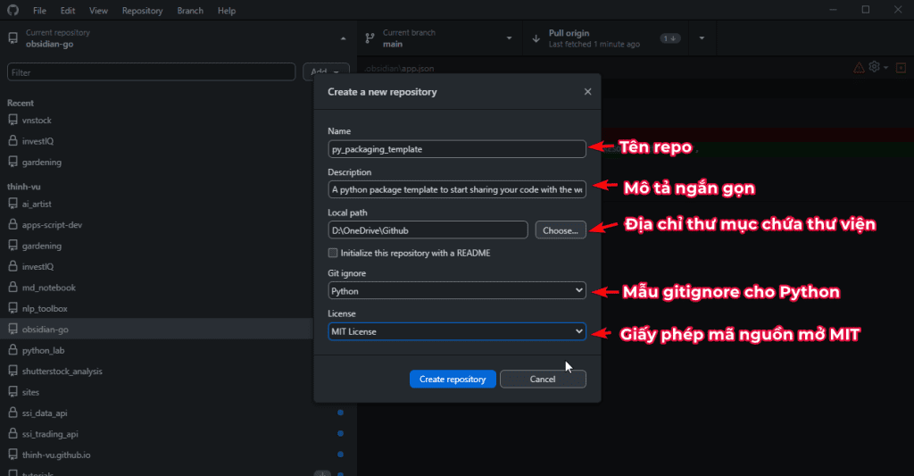 Tạo github repo từ Github Desktop (bỏ qua nếu bạn đã thực hiện)